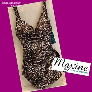 MAXINE Animal Print Gold NEW Sarong Swimsuit 14